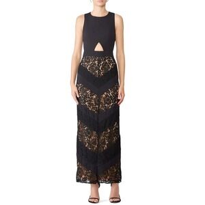 fame and partners black lace dress FamePartners Fame And Partners Black Sleeveless Lace Open-Back Gown 6, Women's